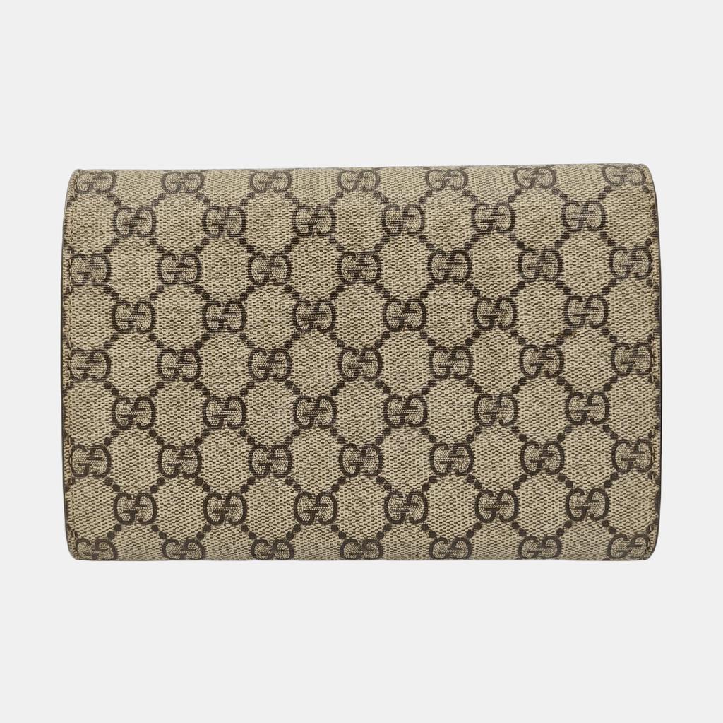 [Pre-Owned] Dionysus Tiger Head Buckle Logo Beige Lining GG High-Quality Synthetic Canvas WOC Wallet Crossbody Shoulder Bag - Very Good #17AJYX4