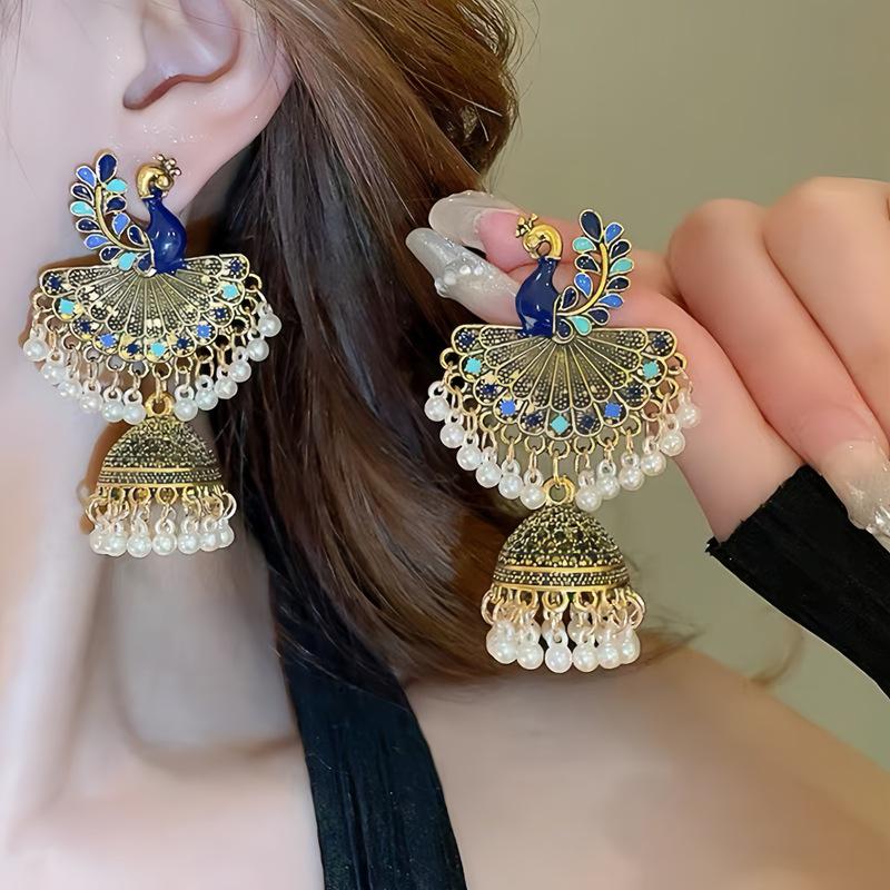Bohemian Ethnic Tassel Bell Pendant Stud Earrings - Retro, Nostalgic, Elegant Style