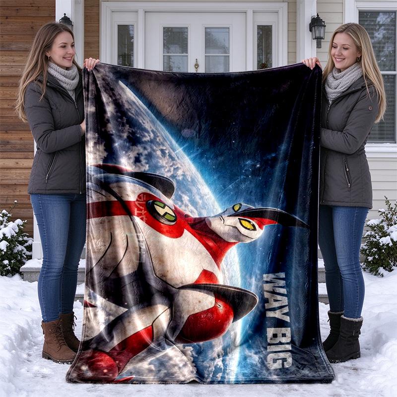 Cosmic Guardian Ben 10 Cartoon Print blanket Flannel Blanket Soft Cozy Plush Throw for Sofa Bed Lightweight Home Decoration