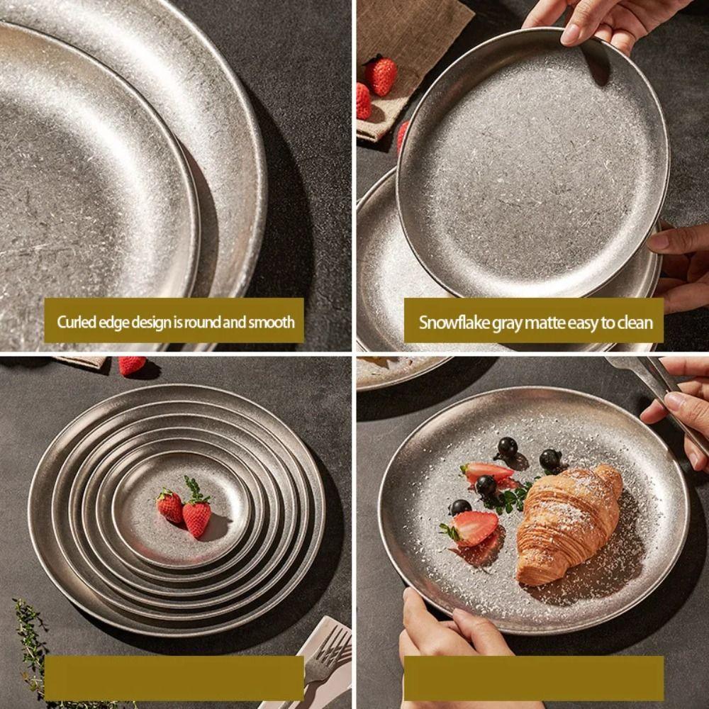 Geschirr Edelstahl Steakplatte Klassisch Vintage Westliches Gericht Langlebig Wiederverwendbar Aufbewahrungsschale Festival