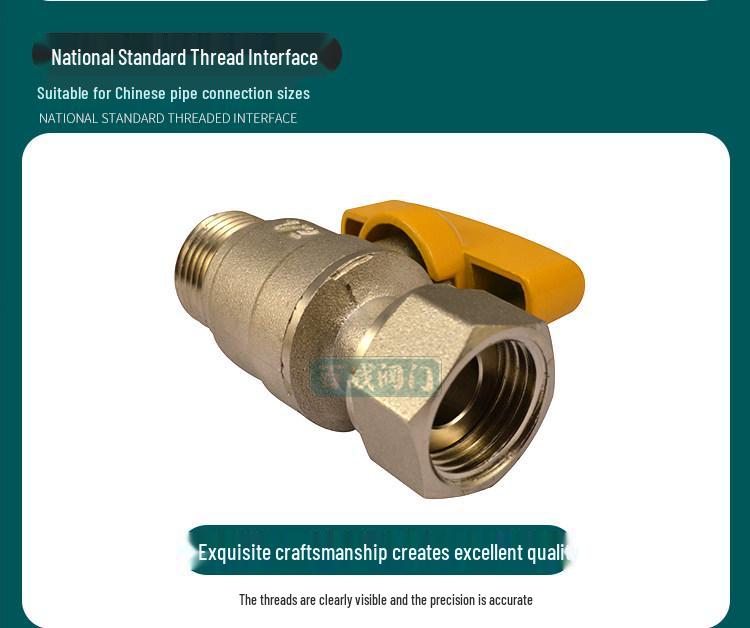 Brass Quick Connect Gas Ball Valve, 4/6-Point Male/Female Thread for Natural Gas and Water Heaters