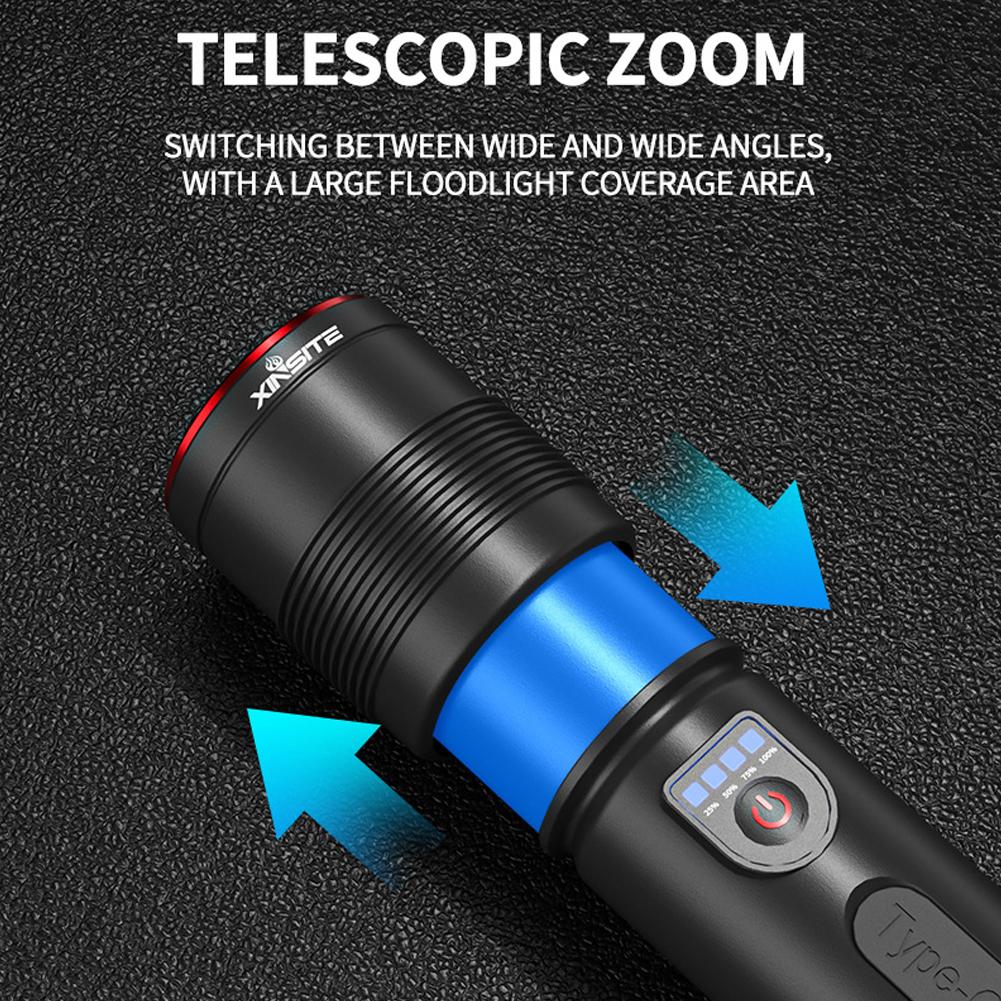 USB Rechargeable LED Flashlight, Super Bright With COB Sidelight, Waterproof, Zoomable,Ideal For Emergencies,outdoors