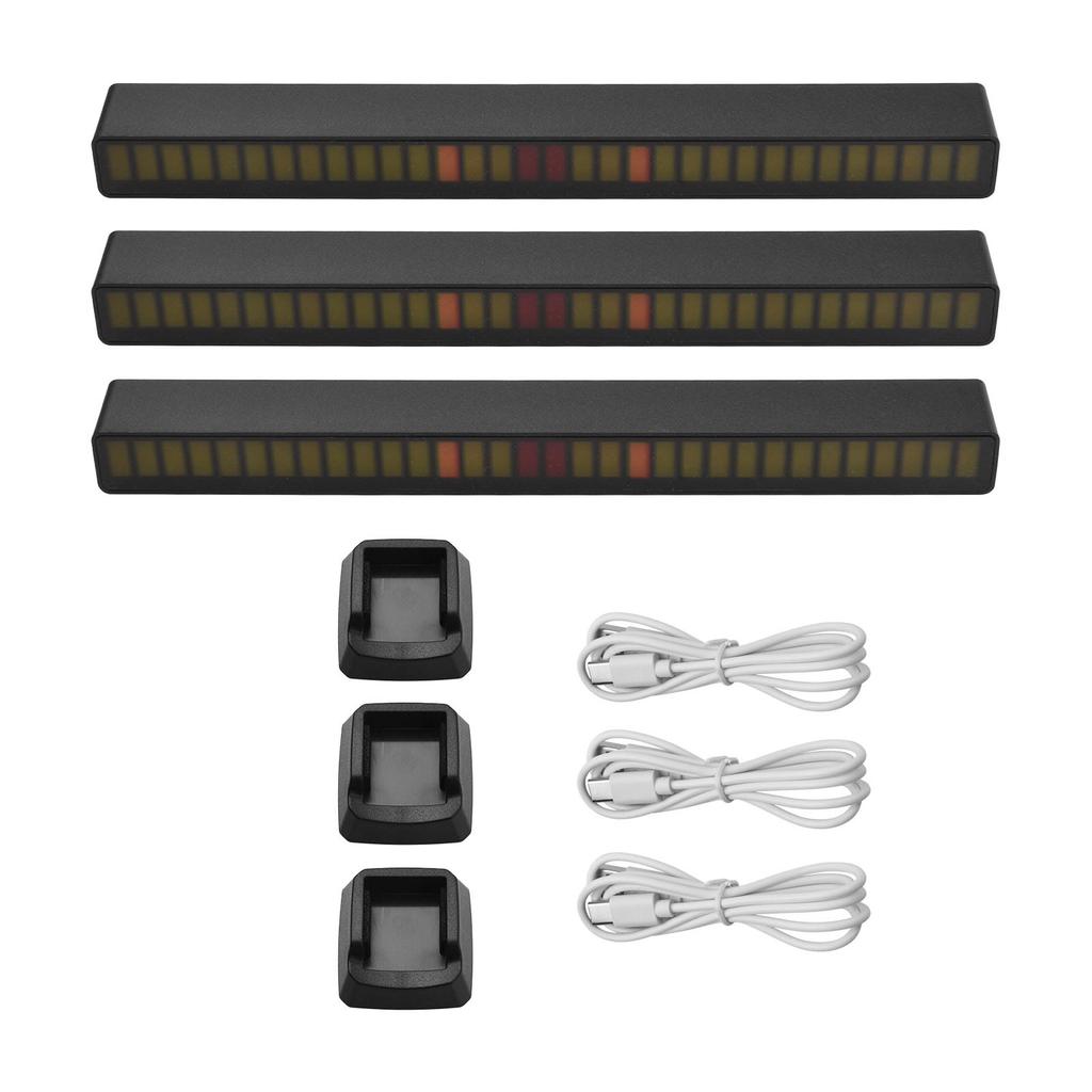 RGB Sound Control Rhythm Lights 3 PCS 32 LED 18 Colors Audio Spectrum Mode 5 Levels of Speed 4 Levels of Brightness TYPE C USB Portable Voice