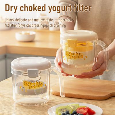 Griechischer Joghurt-Sieb mit Feinsieb & Pressdeckel BPA-freier Kunststoff Molkeabscheider für hausgemachten Käse Sojamilch Kompaktes Küchenwerkzeug