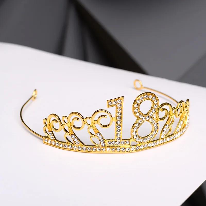 1 Pcs 18th Birthday Princess Crown Headband Crystal Wedding Crown Hairband Women Headwear Hair Decor