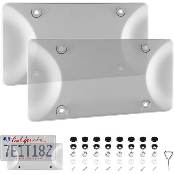 Alpmosn License Plate Frames With Screw Washers And Cap, Car Exterior Accessories Black (2-Pack)