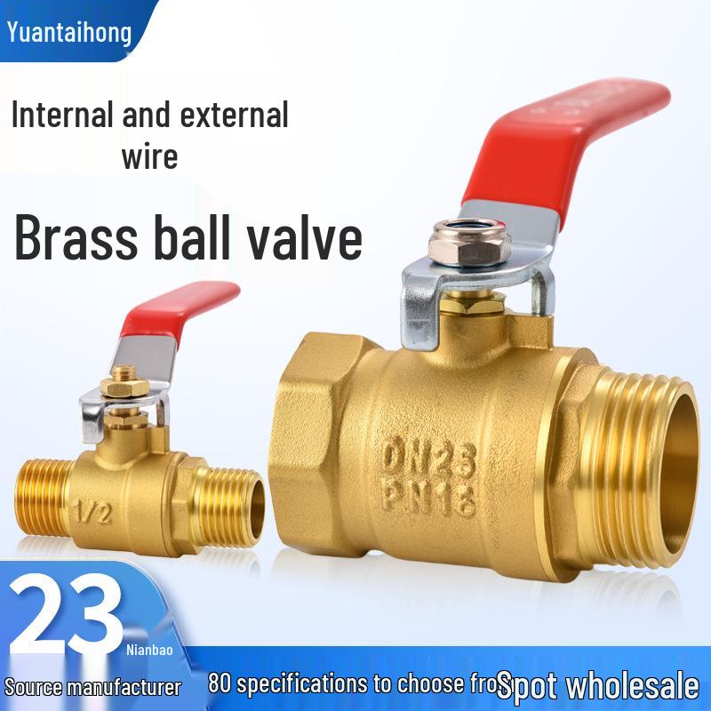 Copper 4-Point Male & Female Thread Ball Valve Switch - High-Pressure Brass Tap Valve