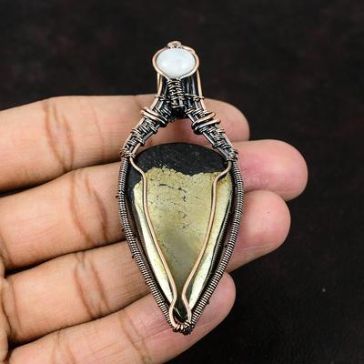 Pyrite Copper Pendant Copper Wire Wrapped Gemstone Pendant Copper Wire Jewelry Rainbow Moonstone Women Jewelry Gift For Him Designer Pendant