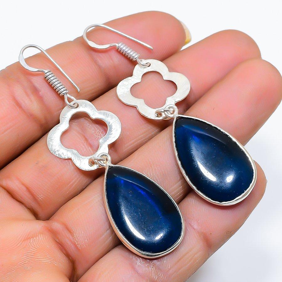 London Blue Topaz Gemstone 925 Sterling Silver Jewelry Earring 2.52" GK-5162