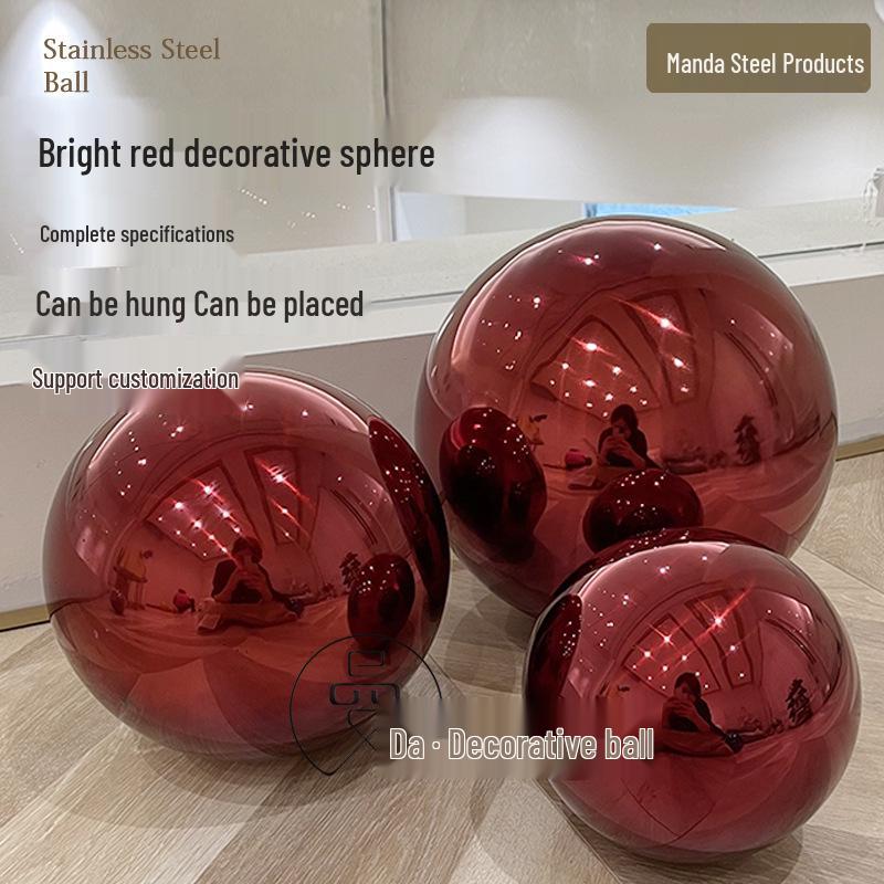 Red Stainless Steel Hollow Sphere for Decorative Hanging or Display