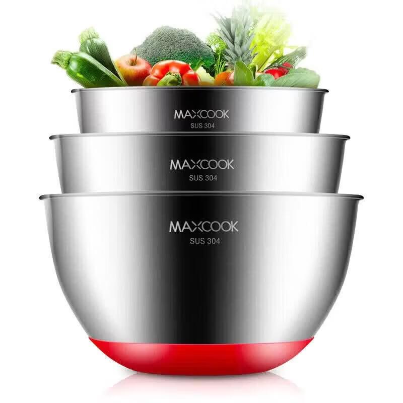 MAXCOOK 304 Stainless Steel Salad Bowl 3-Piece Set