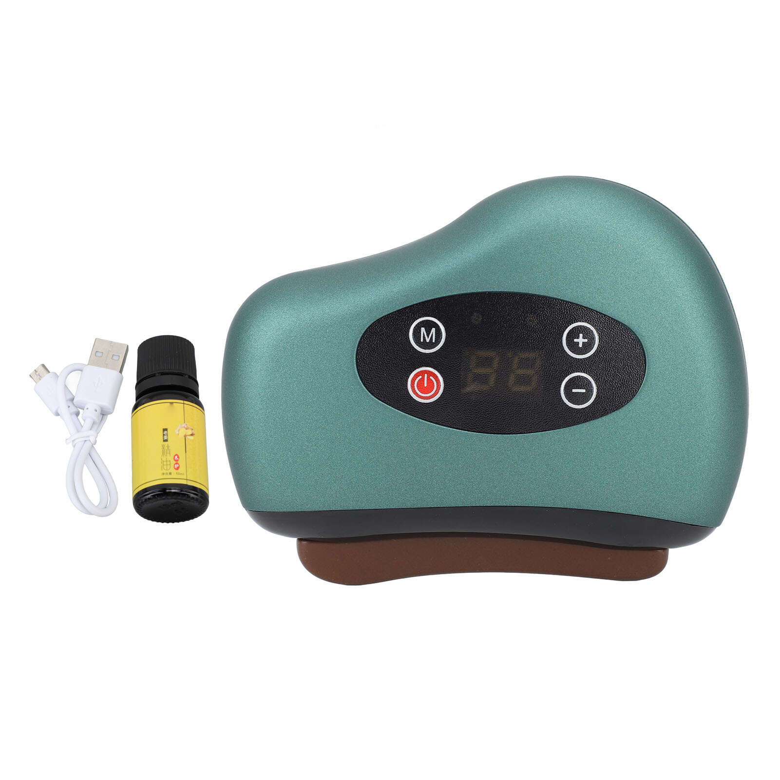 

Вибрационный инструмент Гуаша, электрическая доска для скребков с камнями, 12 уровней, подогреваемый вибрационный массажер для лица, игла из красного камня зелёный