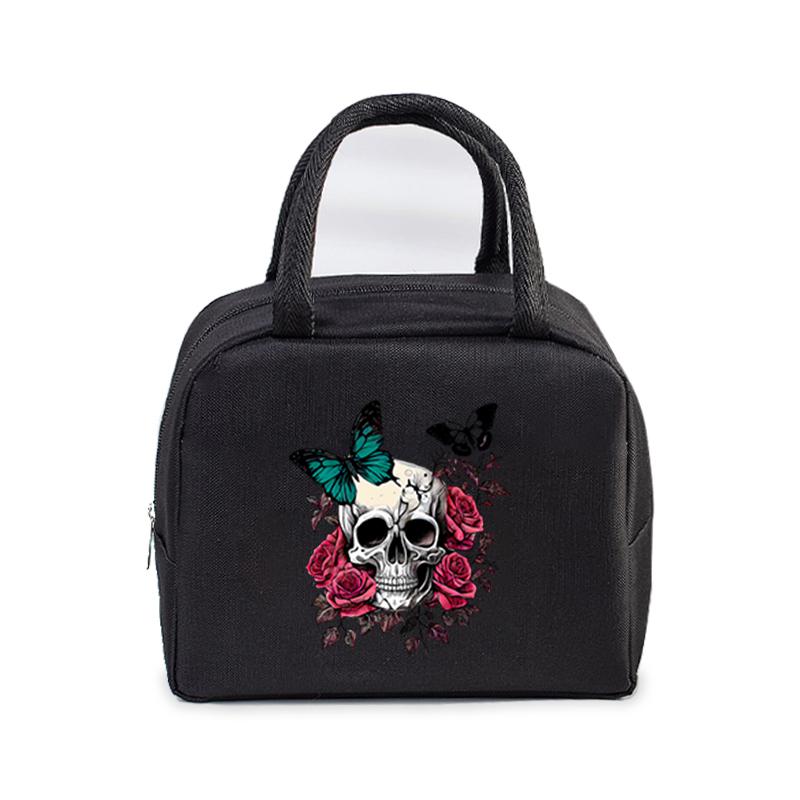 Vintage Butterfly Lunch Bag Women Men Fashion Reusable Insulated Lunch Box Insulated Handbags Picnic Travel Portable Lunch Bags