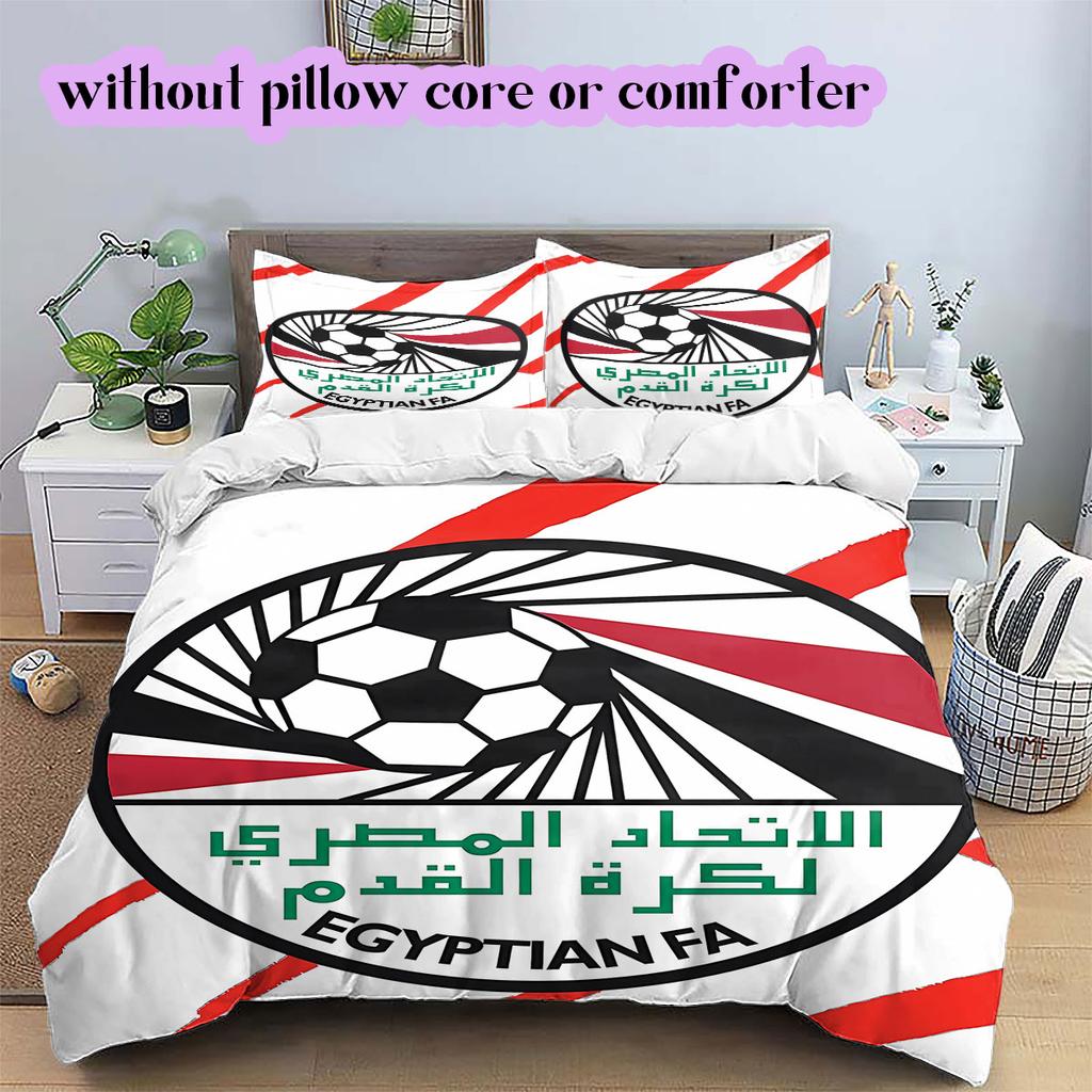 Egyptian Football Association Pattern Bedding,Quilt Set Quilt Cover Pillowcase Home Birthday Gift (1*duvet cover+2*pillowcase,without core)