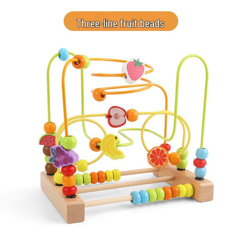 

Multifunctional Wooden Cartoon Animal & Fruit Beads Puzzle Toy for Kids
