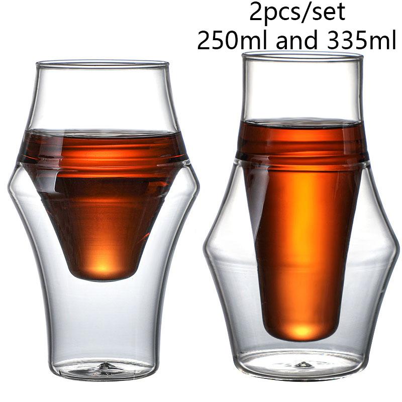 120/250/335ml Ceașcă de Sticlă cu Strat Dublu cu Ureche de Agățat Ceașcă de Cafea Espresso Anti-opărire Lapte Brandy Vin Ceașcă de Ceai Set de Căni Transparente 1/2 buc