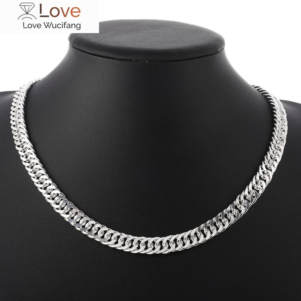 Pure 925 Silver Necklaces For Men 10mm Chain Necklace Collier 20inch Choker Fashion Male Jewelry Accessories Gifts Bijoux