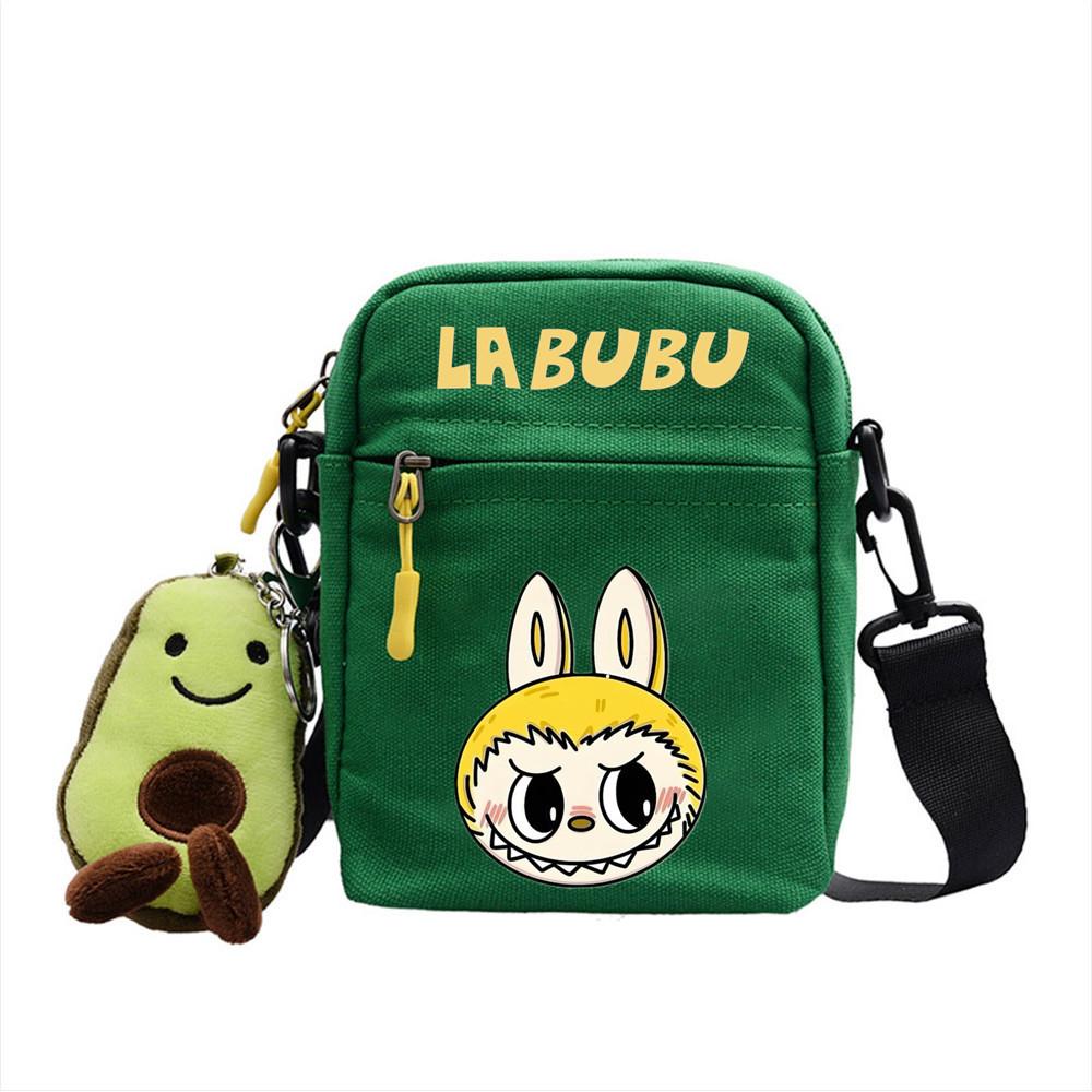 LABUBU canvas bag LABUBU peripheral small square bag doll nylon canvas lightweight simple versatile crossbody bag