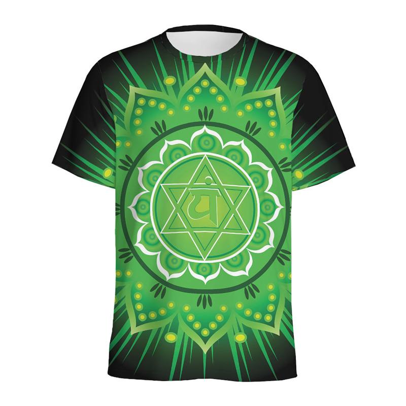Spiritual Pattern 3D Printed T-shirt For Men Ethnic Floral T Shirt Women Round Neck Short Sleeve Summer Street Tees