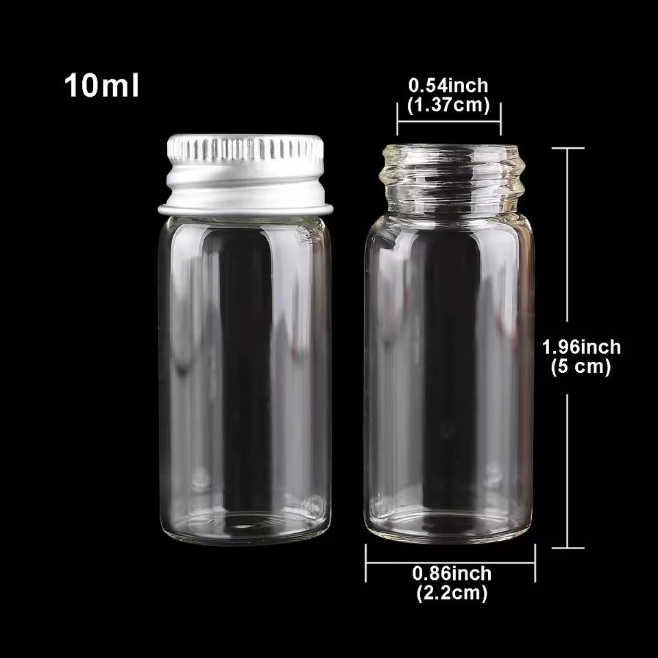 5ml/10ml/15ml/l/20ml/Glass Bottles with Aluminium Lids Small Mini Glass Jars Small Glass Bottles with