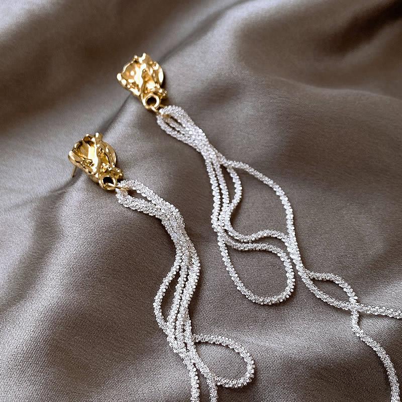 2026 New Super Long Silver Colour Tassel Pendant Earrings For Women's Temperament Accessories Fashion Jewelry Girl’s Earrings
