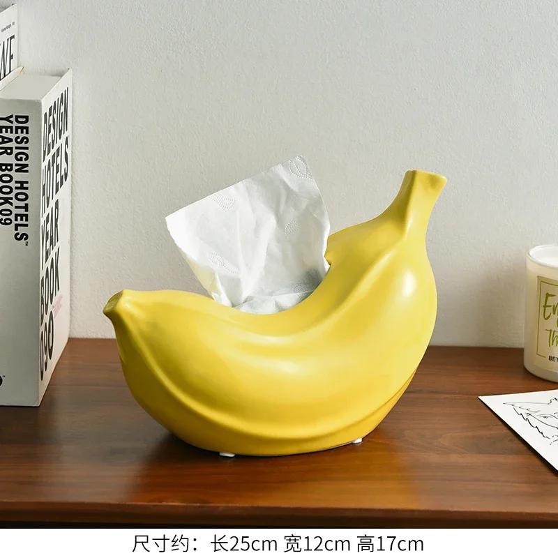 High End Banana Ceramic Tissue Boxes Decoration Luxury Living Room Bedroom Tissue Box Ornaments Office Desktop Unique Tissue Box