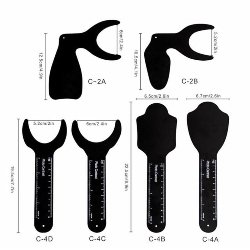 6Pcs Dental Orthodontic Black Background Po Image Contrast Board Metal Oral Cheek Plate With Scale Mark Autoclavable Tools