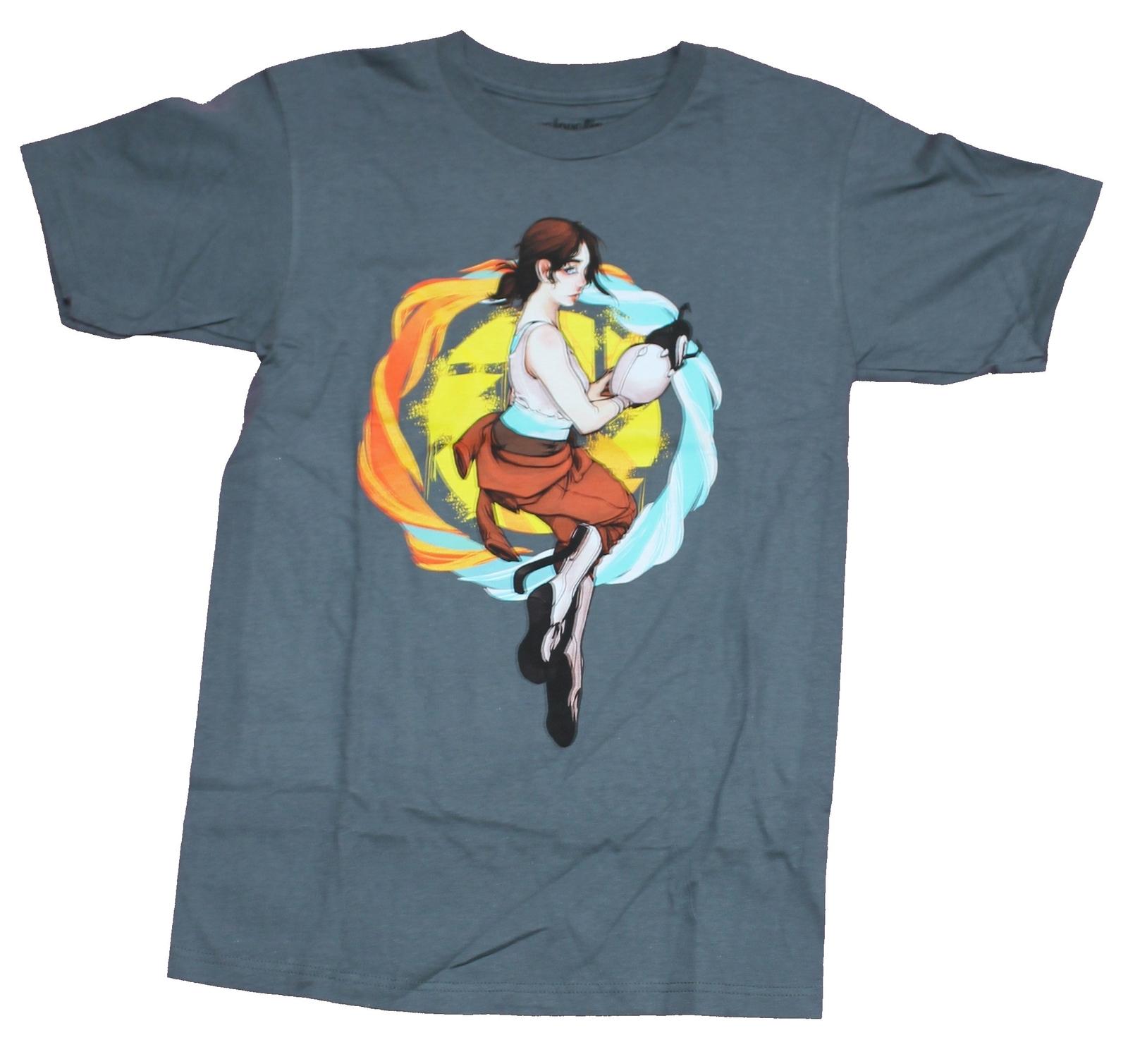 Portal Adult New T-Shirt - Chell Jumping Back Portal Attack XXXL