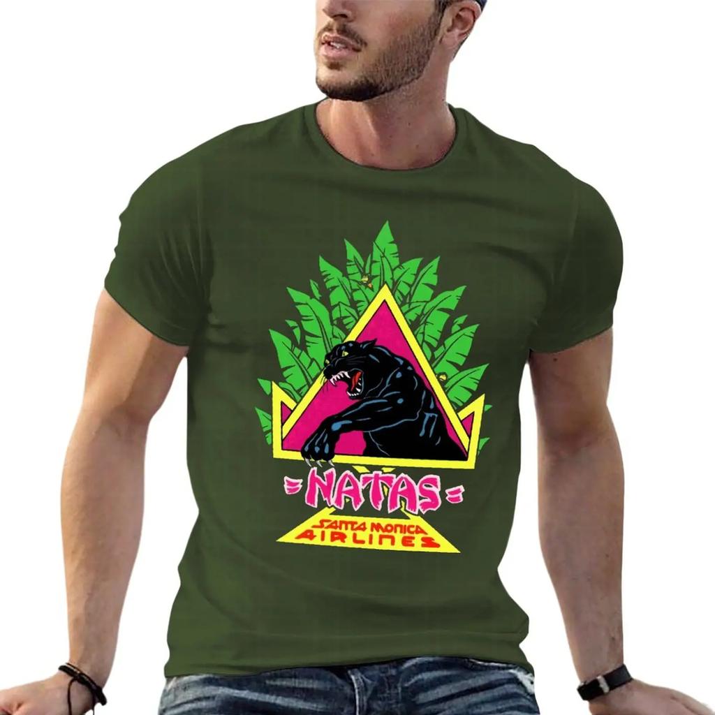 Vintage Santa Monica Airlines Natas Kaupas Funny Oversized T Shirt Printed Men Clothes 100 Cotton Streetwear Plus Size Top Tee