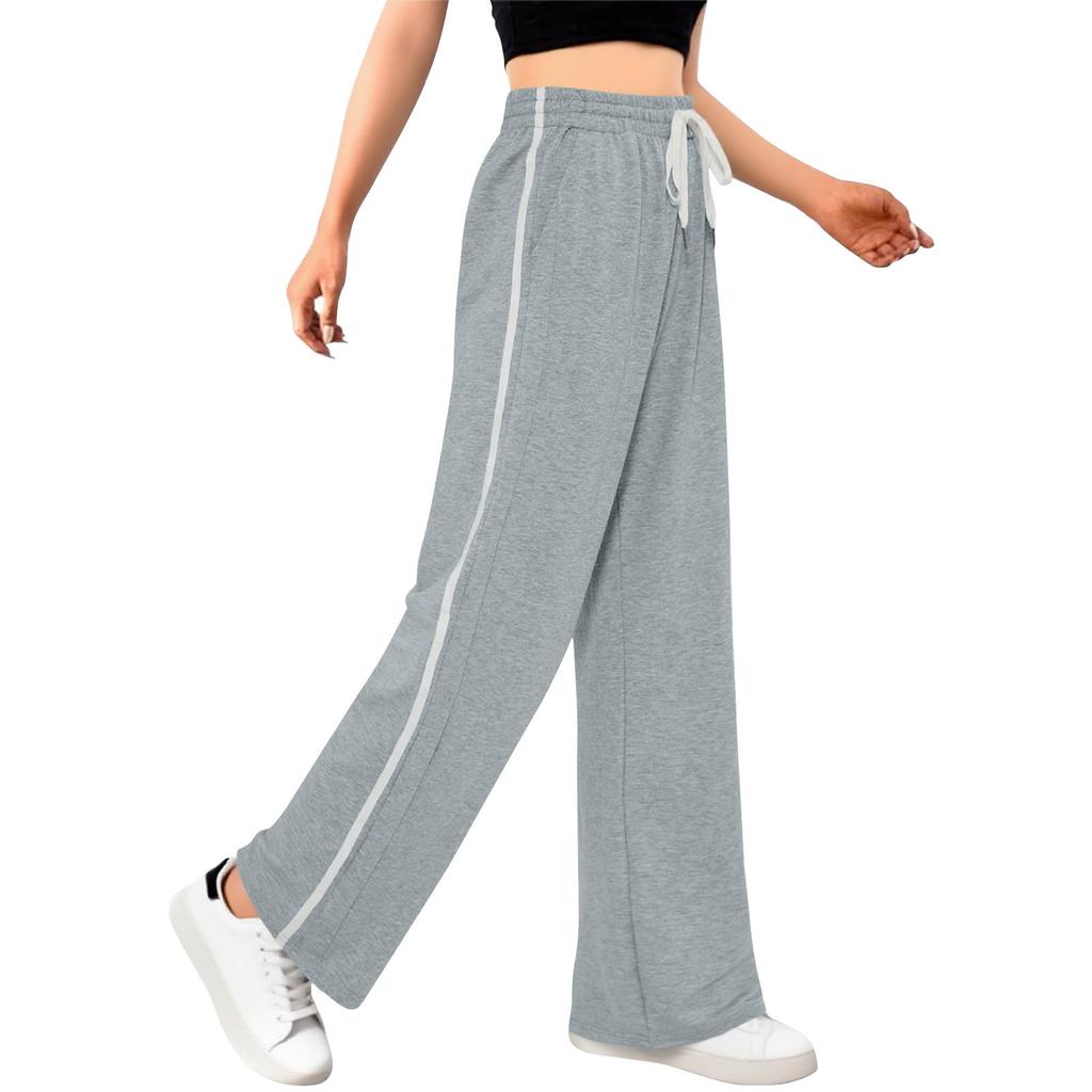 Damen Weitbeinige Jogginghose Lässig Hohe Taille Locker Gerade Trainingshose Kordelzug Sporthose Jogginghose Mit Taschen