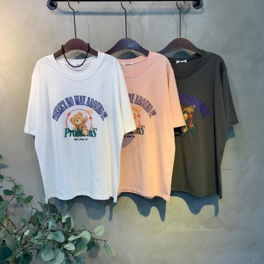 C S In The Room RuTi SilkeT Bear leTTerIng prInT T ShirT 3Color