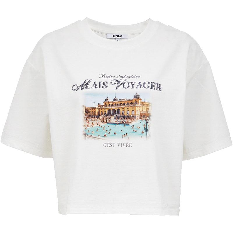 ONLY Women s Vintage Print Loose Fit Cropped T-Shirt XS