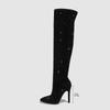 Fashion Bling Bling Rhinestones Faux Suede Elastic Women Thigh High Boots Fashion Autumn Winter High Heels Over the Knee Long Boots Shoe