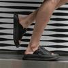 Fashion High Quality Luxury Men's Half Drag Summer Leather Slippers Cool Breathable Anti-Slip Flats Outdoor Trendy Beach Walking Shoes
