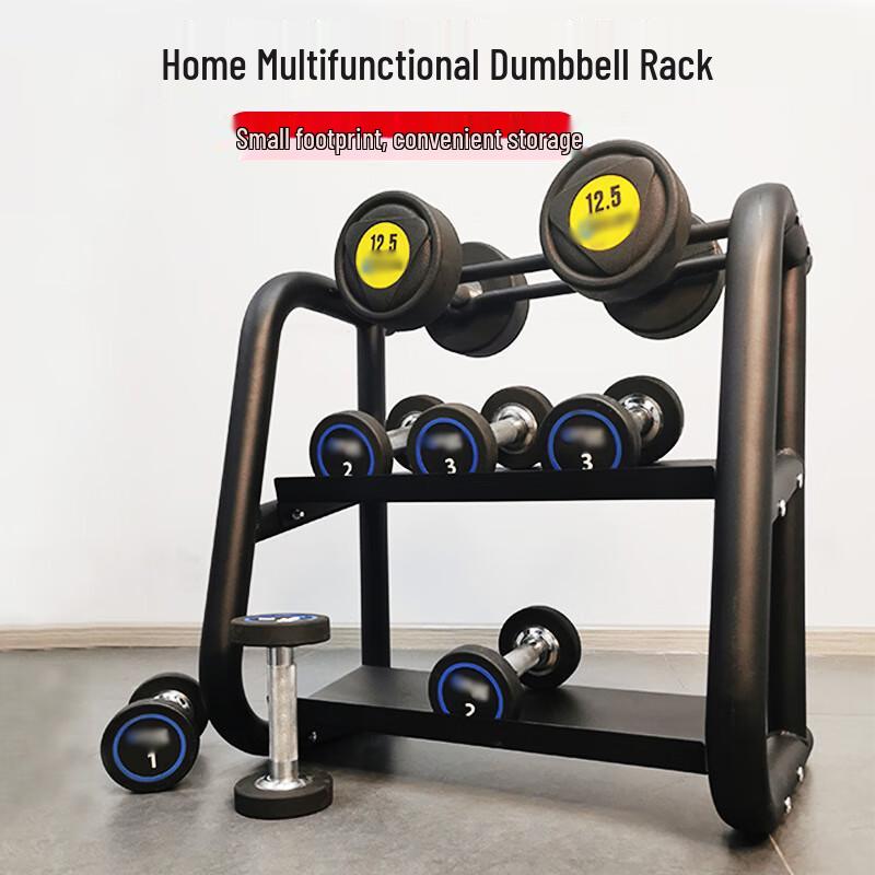 Steel Double-Layer Dumbbell & Kettlebell Storage Rack