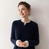 Korean Style Color Block Women's Cashmere Knit Patchwork Top - Fake Two-Piece, Round Neck, Long Sleeve