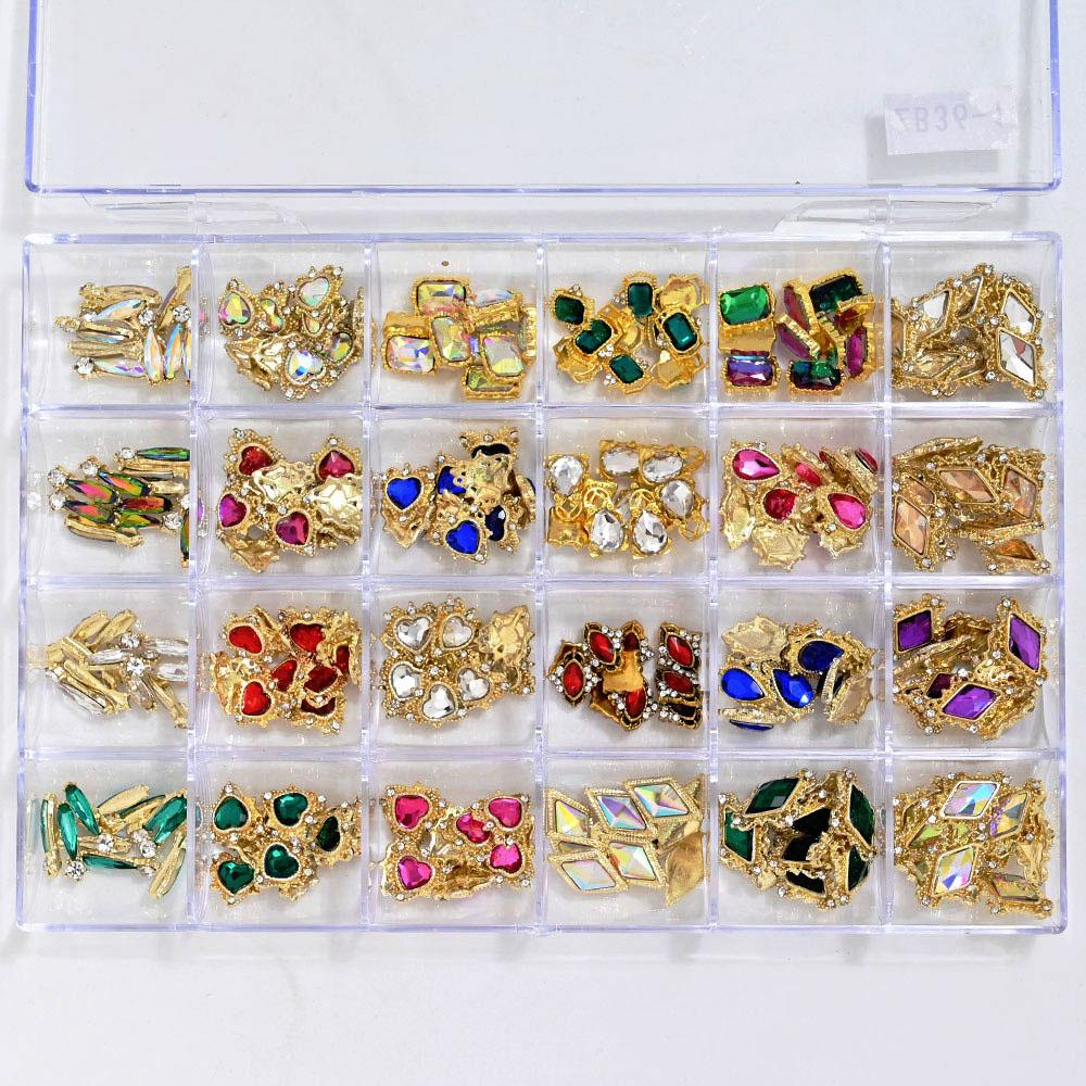 1 Box-Pre-made Nail Charm /Gems for 8 Best 3D Nail Supplies Bowknot/Crown /Glitter Rhinestones Nails Charms Diamonds