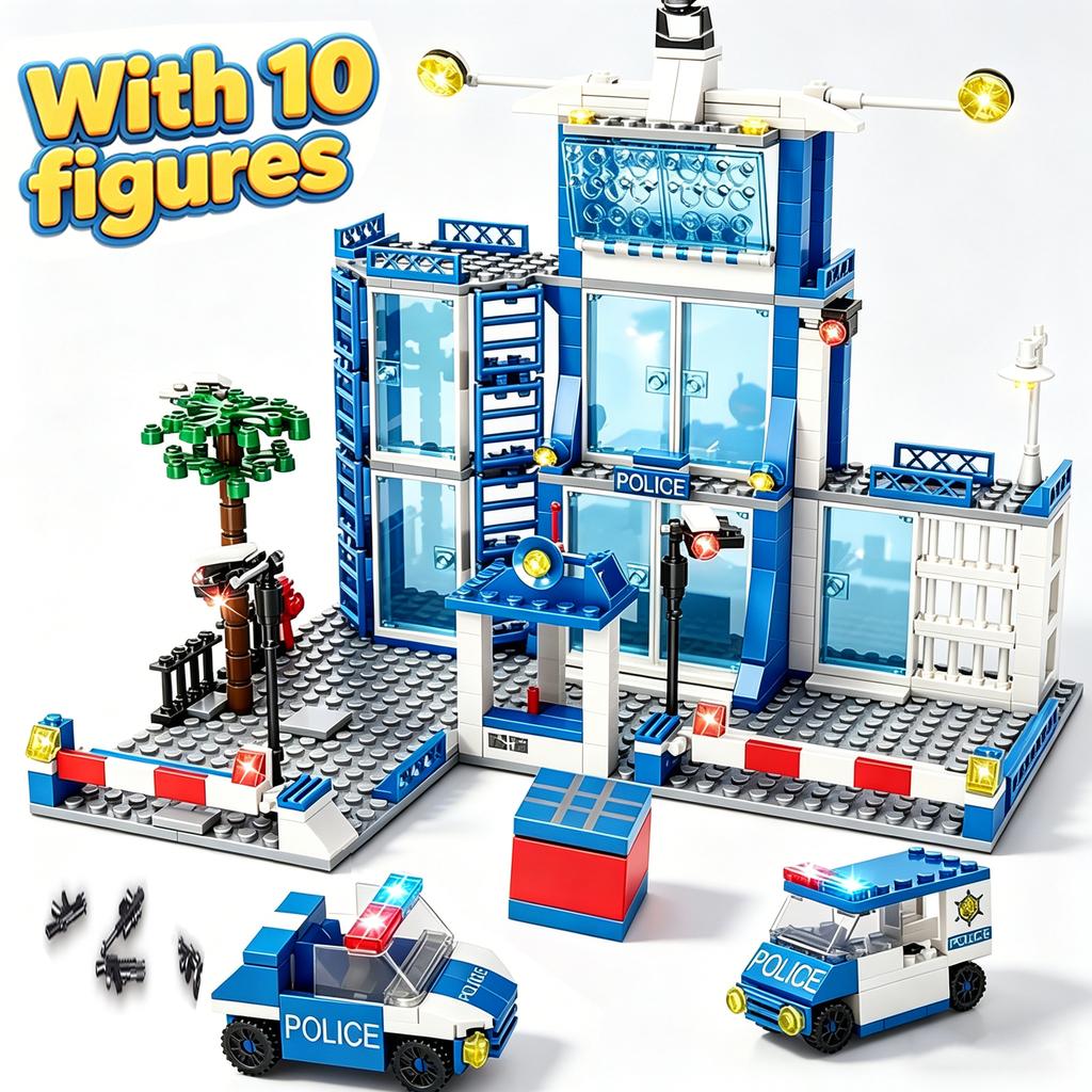 City Police Station Building Blocks Police Station Building Blocks MOC Boys Assembly Toy Children Christmas Holiday Gift