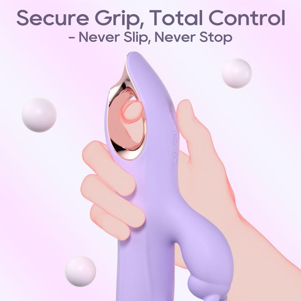 Vibrador de Conejo 3EN1 para Mujeres 10 Modos de Vibración de Empuje Estimulador del Punto G y del Clítoris con Bolas Giratorias de 360° Juguete Sexual de Silicona