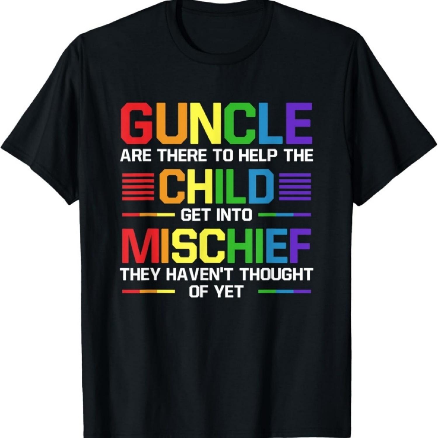 

Mens Guncle Child Get Into Mischief Gay Uncle Godfather T-Shirt XXXXXL чорний