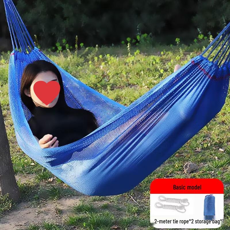 Breathable Ice Silk Hammock: Anti-Rollover Camping Swing with High Load Capacity, Small Mesh Design, Single/Double Size.