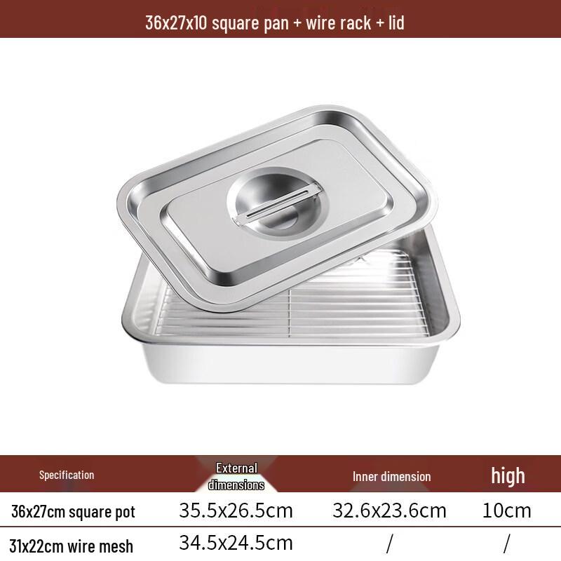 DM Deep Stainless Steel Rectangular Tray with Filter Rack & Lid