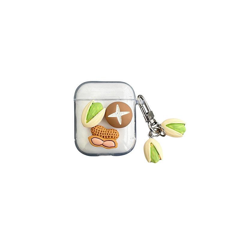 Stereo Peanut Transparent Apple Bluetooth Headset Cover For Airpods4 Pistachio Pendant Airpods Pro Soft