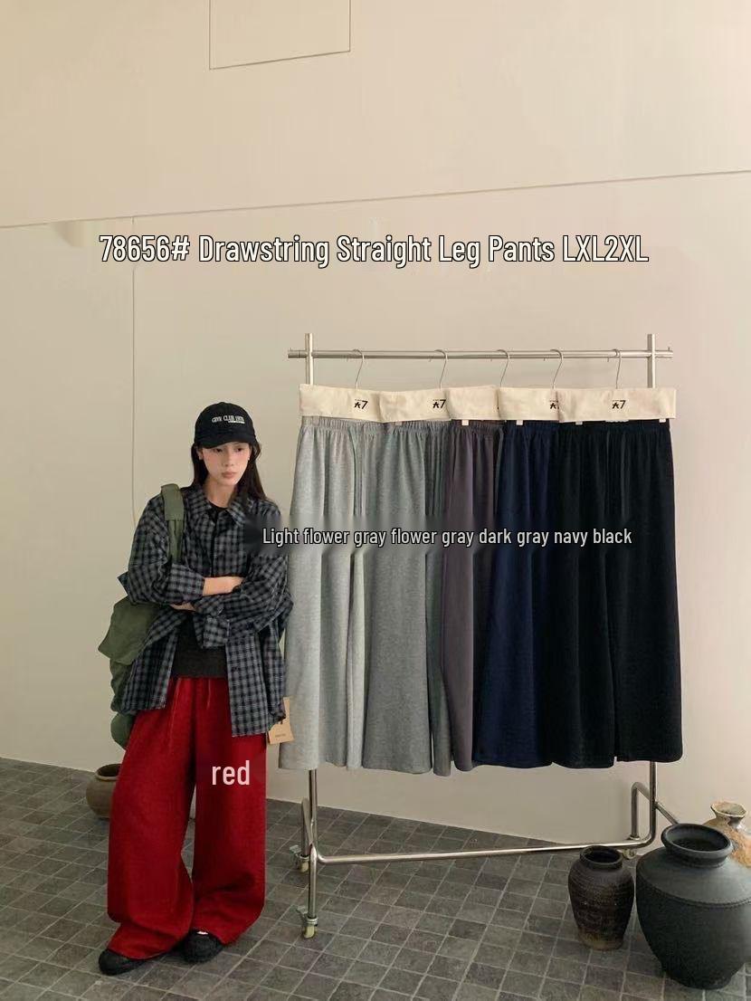 Women s Spring Korean Style Plus Size Elastic High Waist Casual Sport Pants L