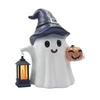 Ghost Statue Solar/Battery-Powered Weather Resistant Resin Whimsical Ghost Pumpkin Design Ornament Halloween