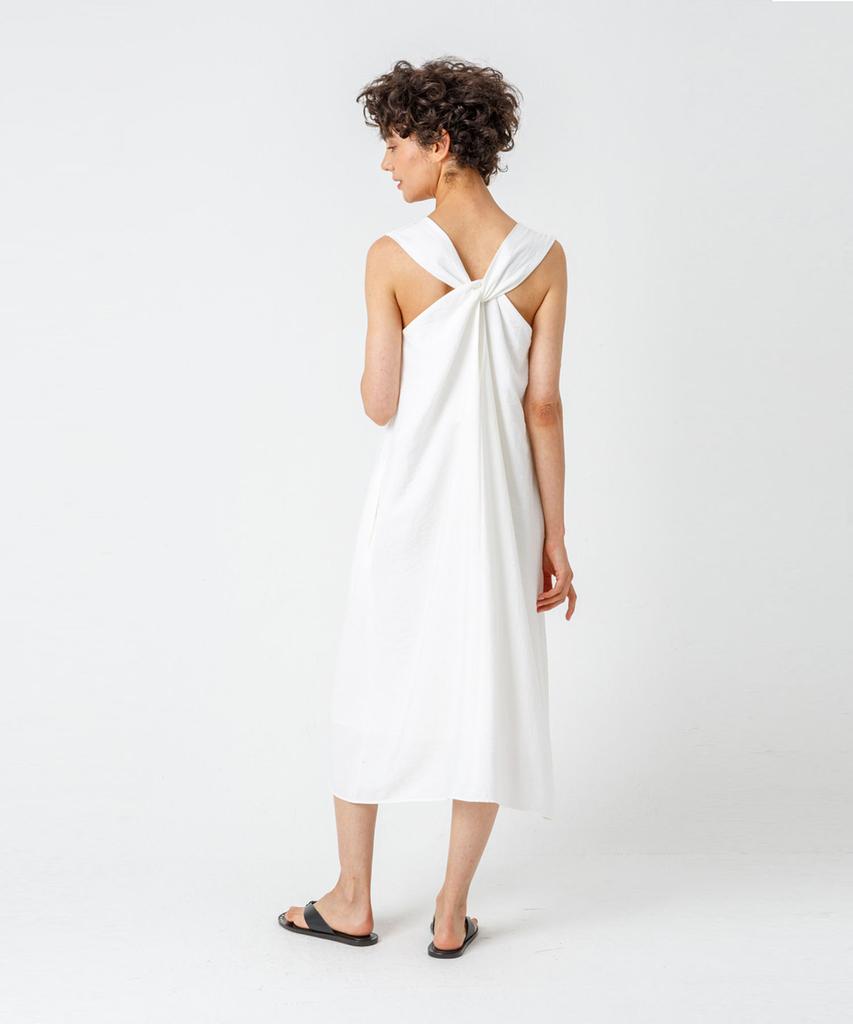 Page Back Twist Dress_White
