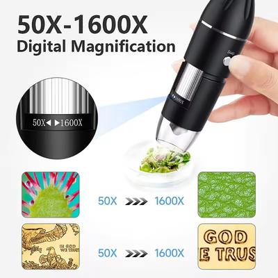 Hayve 1600X Microscope USB 640x480 HD Welding Microscope with 8 LEDs Compatible with Android, Mac, Windows (X4)
