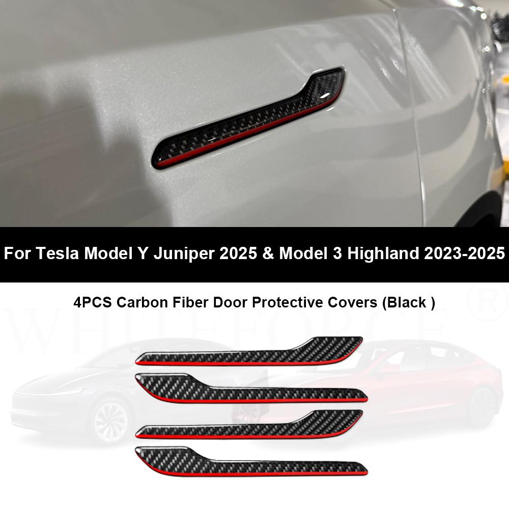 For Tesla Model Y Juniper 2025 Carbon Fiber Door Switch Button Trim Stickers Model 3 Highland Open Door Button Sticker Accessory