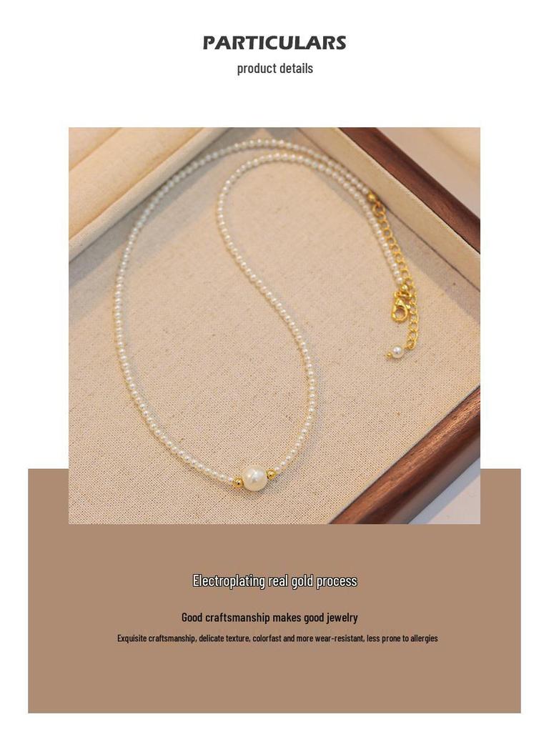 Shi Jiaqiang 2025 Light Luxury Ultra-fine Pearl Necklace: New High-end Niche Design Sweater Chain for Women