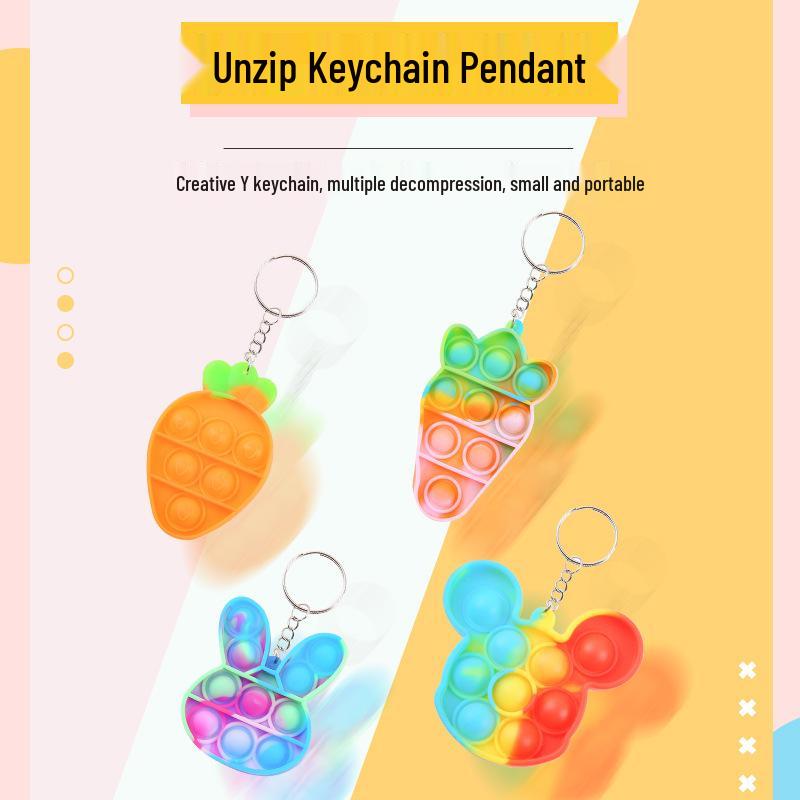 Creative Children's Rainbow Bubble Keychain - Fun Finger Decompression Toy & Backpack Pendant Gift